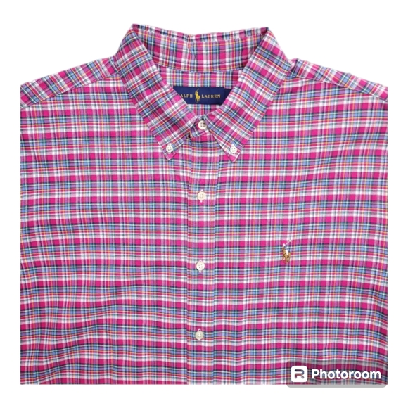 Ralph Lauren Mens Shirt XXL Pink Plaid Button Down Long Sleeve Naked Pony Preppy - Picture 11 of 11